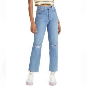 Levi's Ribcage Light Blue Straight Ankle Jeans